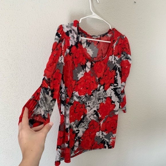 Erin London Abstract Art Blouse Size L - Picture 2 of 7